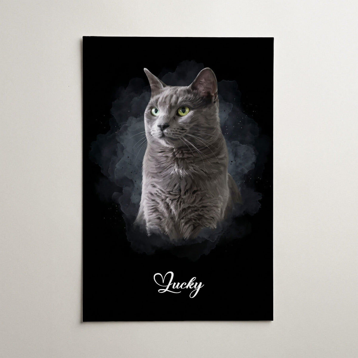 Cat Portrait in Watercolour Style - Black from your photo - poster