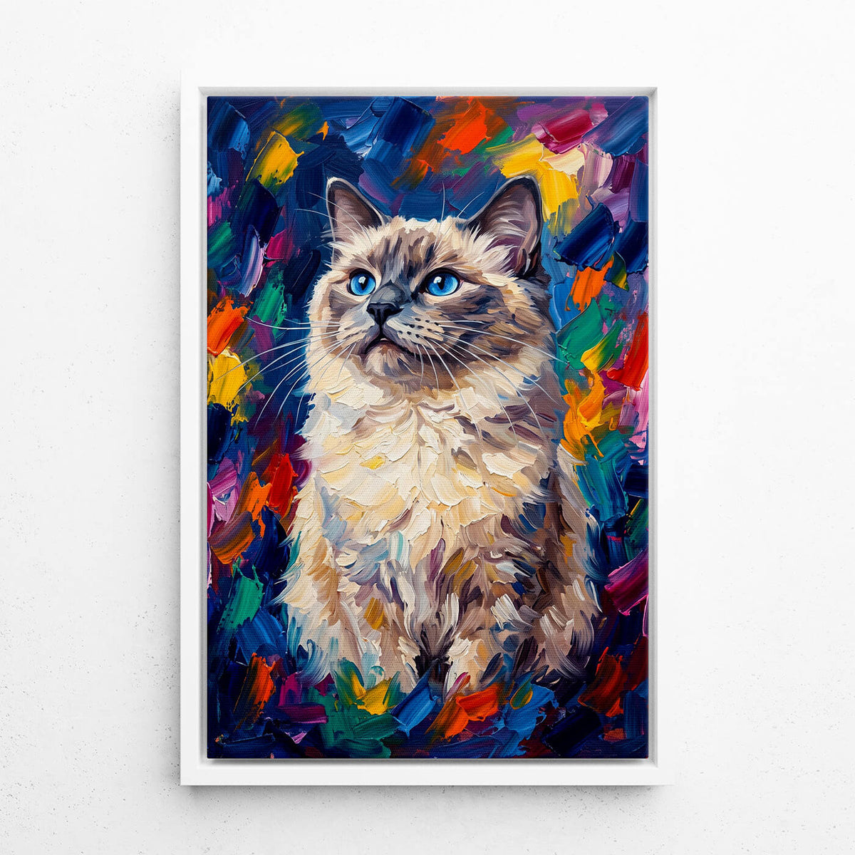 Cat Portrait in Pop Art Style from your photo - canvas with white frame