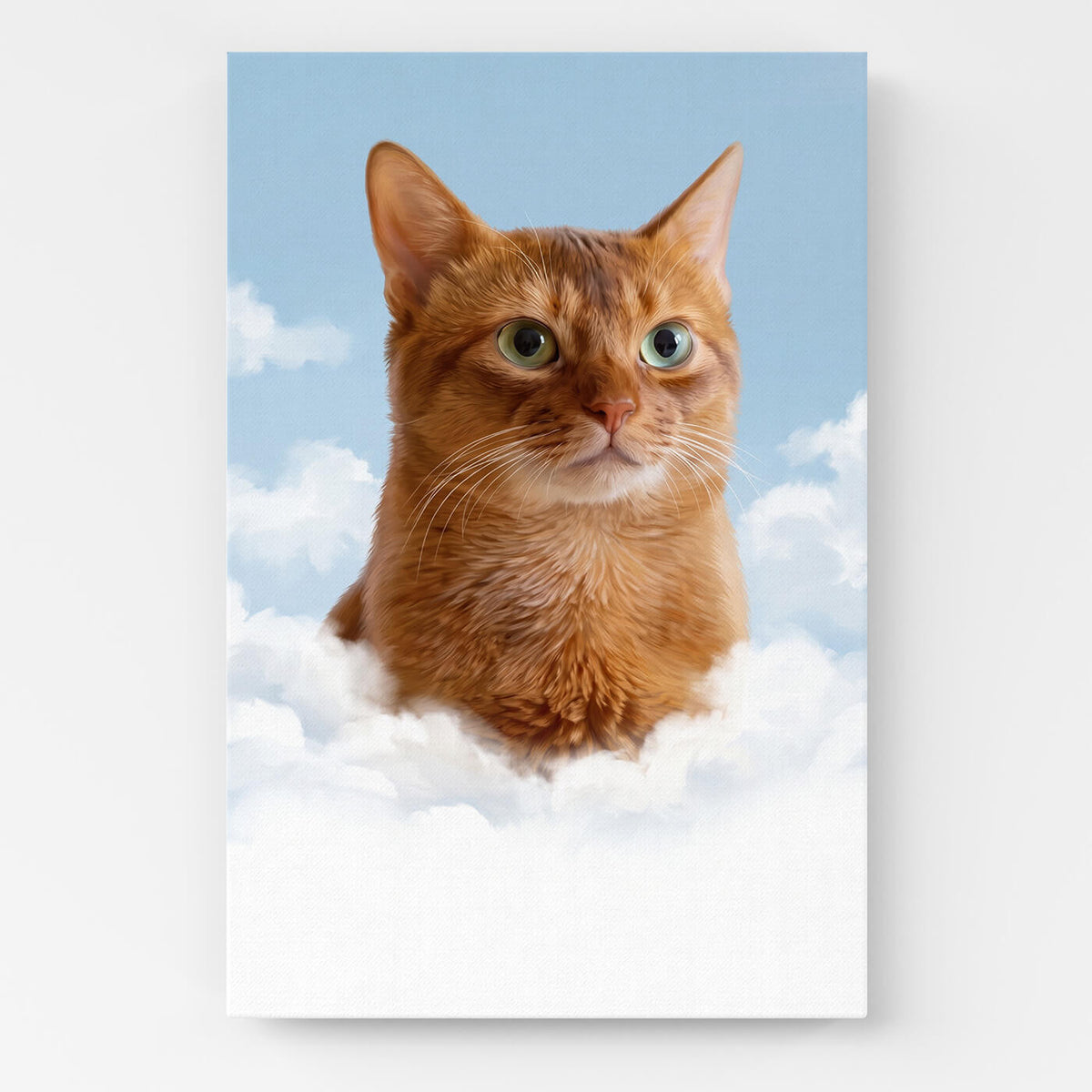 Personalised Cat Portrait on Clouds from your photo - canvas