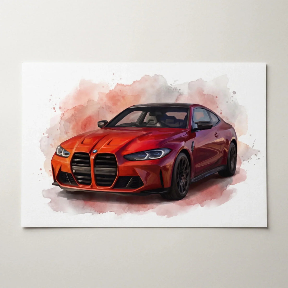 Car Portrait in Watercolour Style (Landscape) from your photo - poster