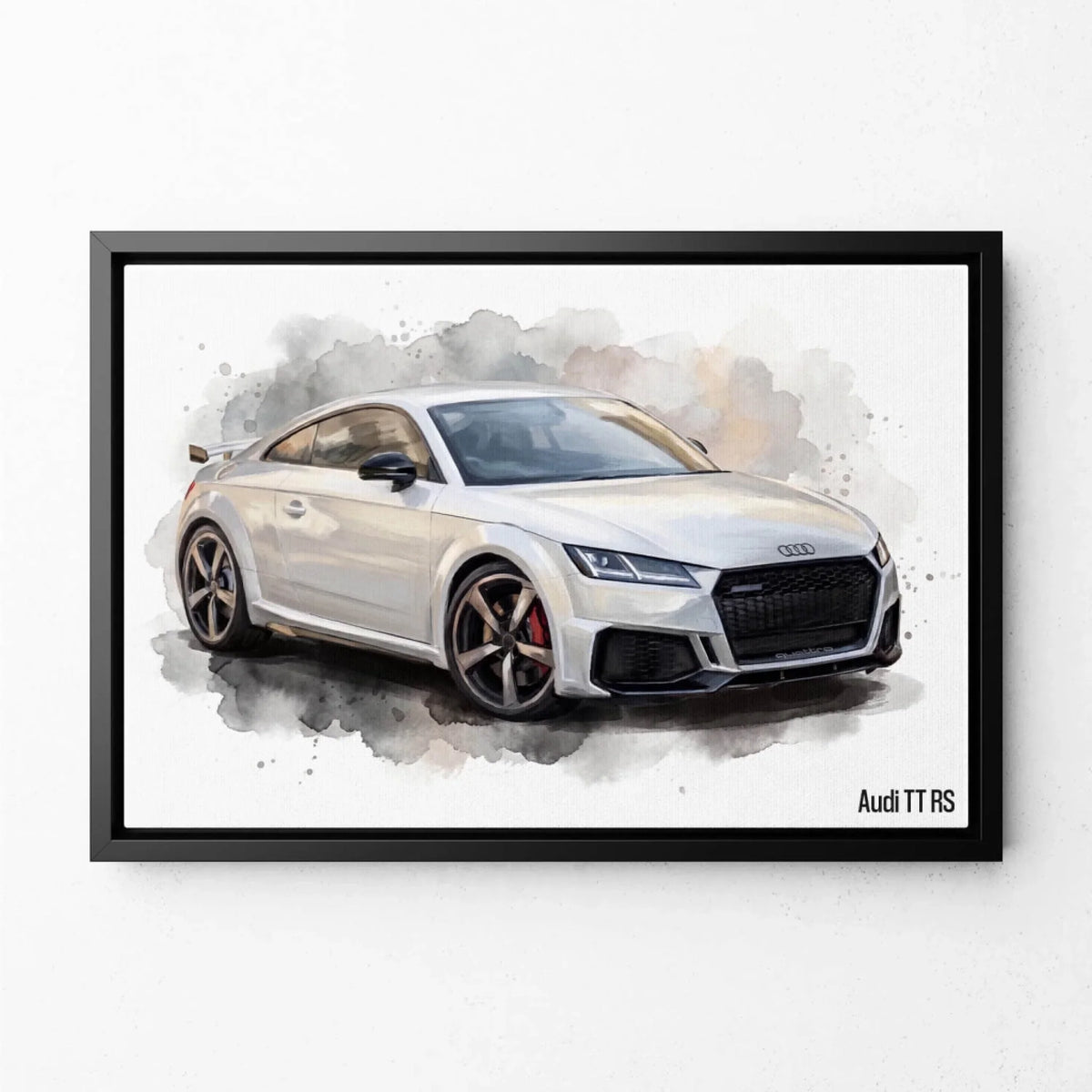 Car Portrait in Watercolour Style (Landscape) from your photo - canvas with black frame