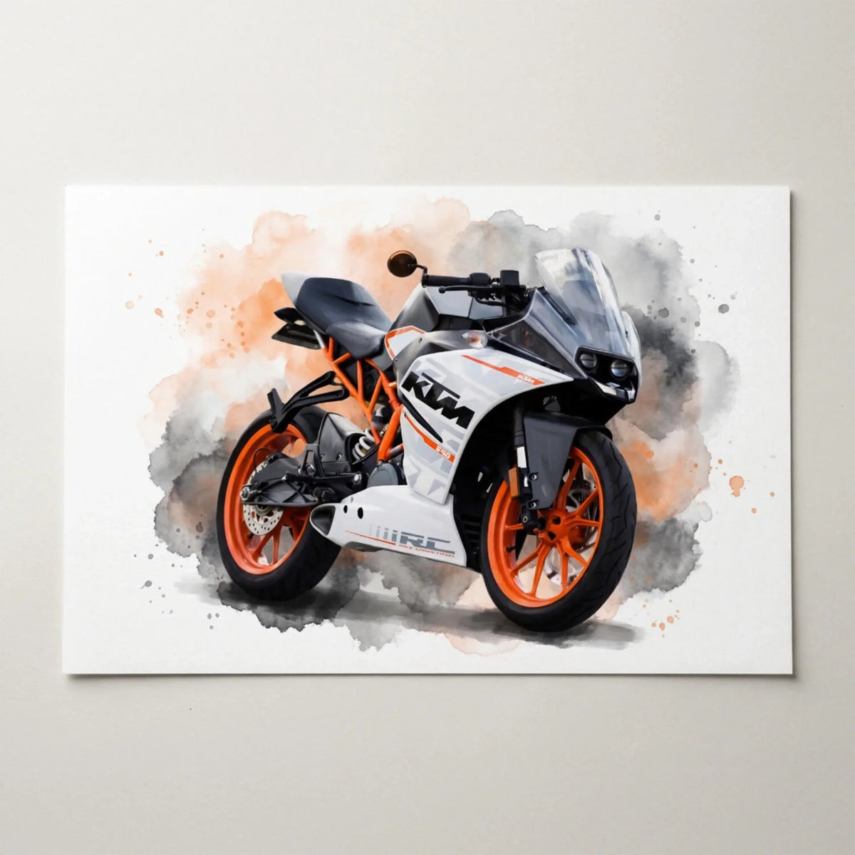 Motorbike Portrait in Watercolour Style (Landscape) from your photo - poster