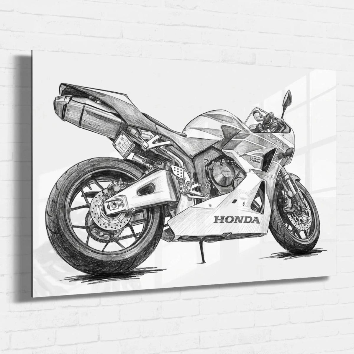 Motorbike Portrait in Pencil Style (Landscape) from your photo - acrylic glass