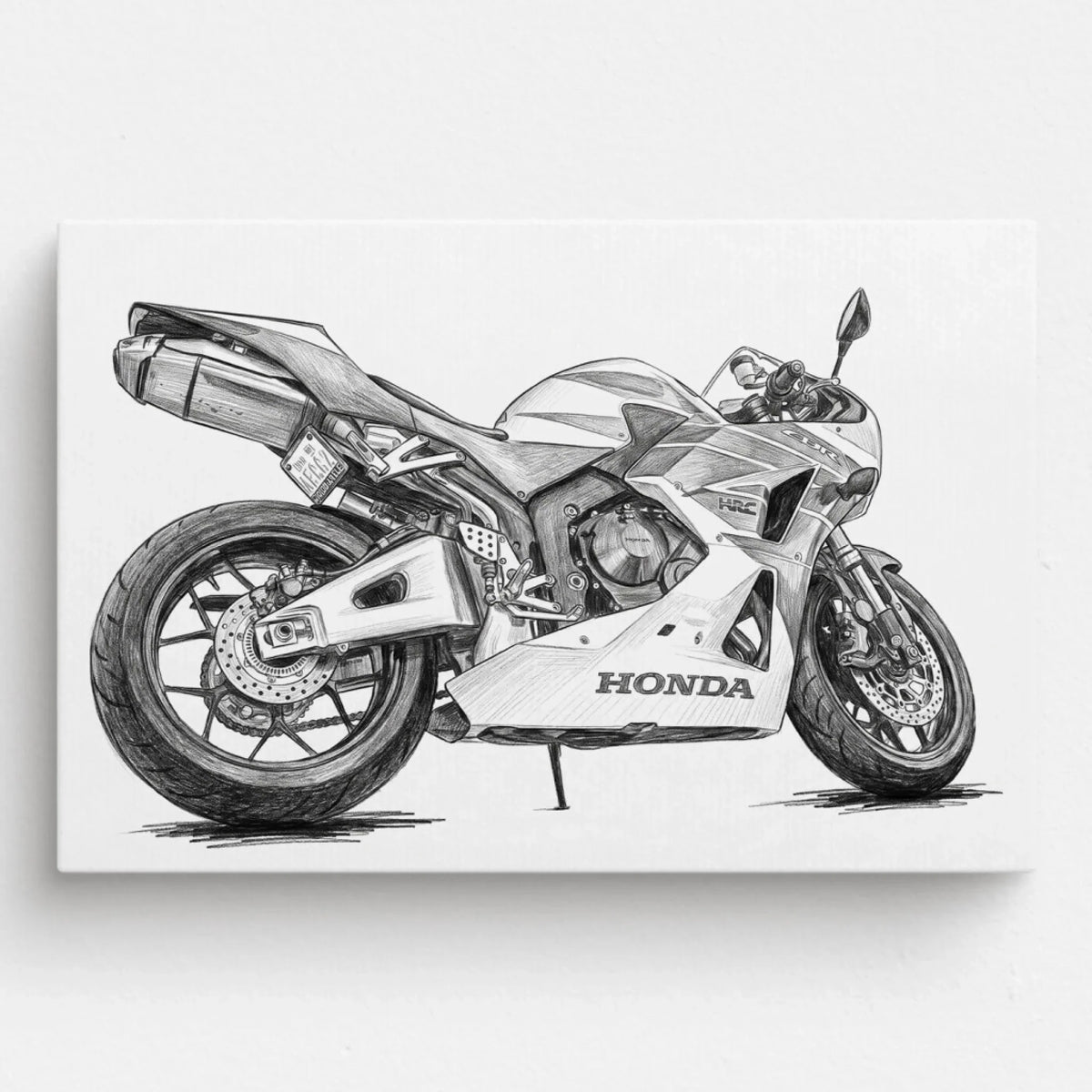 Motorbike Portrait in Pencil Style (Landscape) from your photo - canvas
