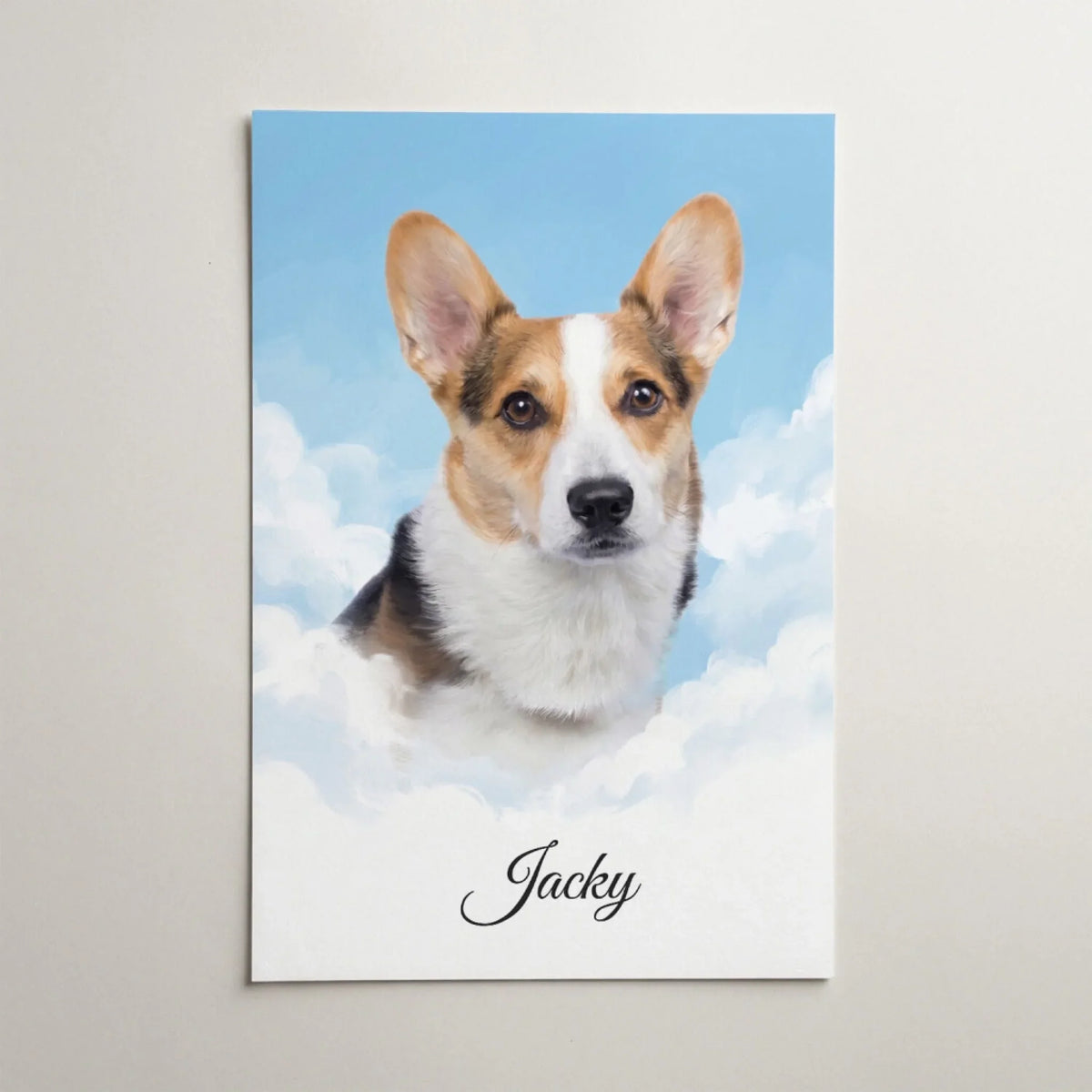 Personalised Dog Portrait on Clouds from your photo - poster