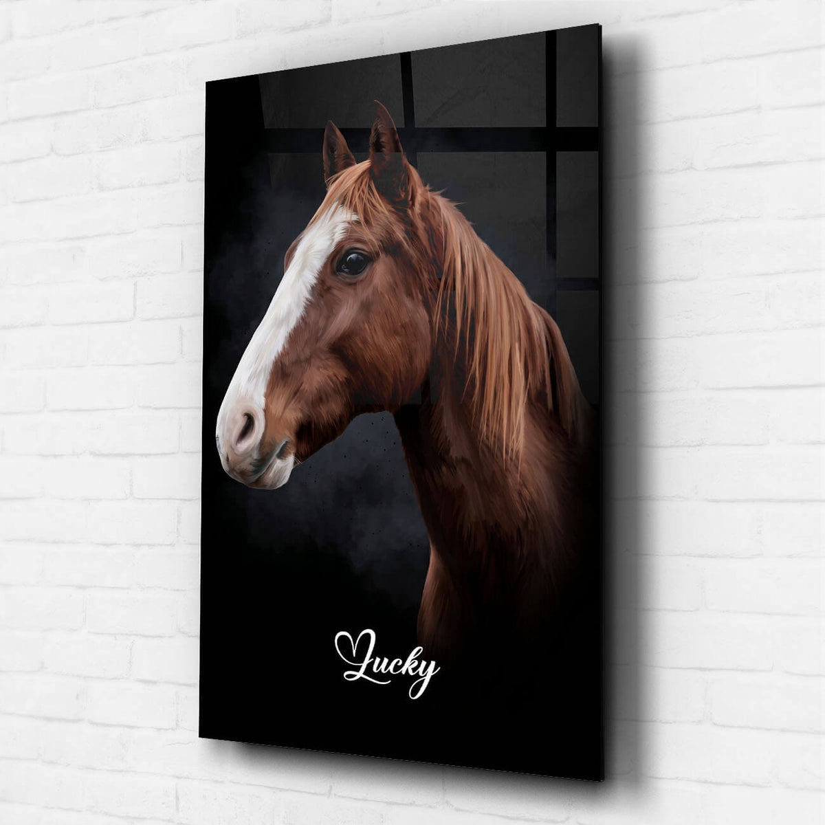 Horse Portrait in Watercolour Style - Black from your photo - acrylic glass