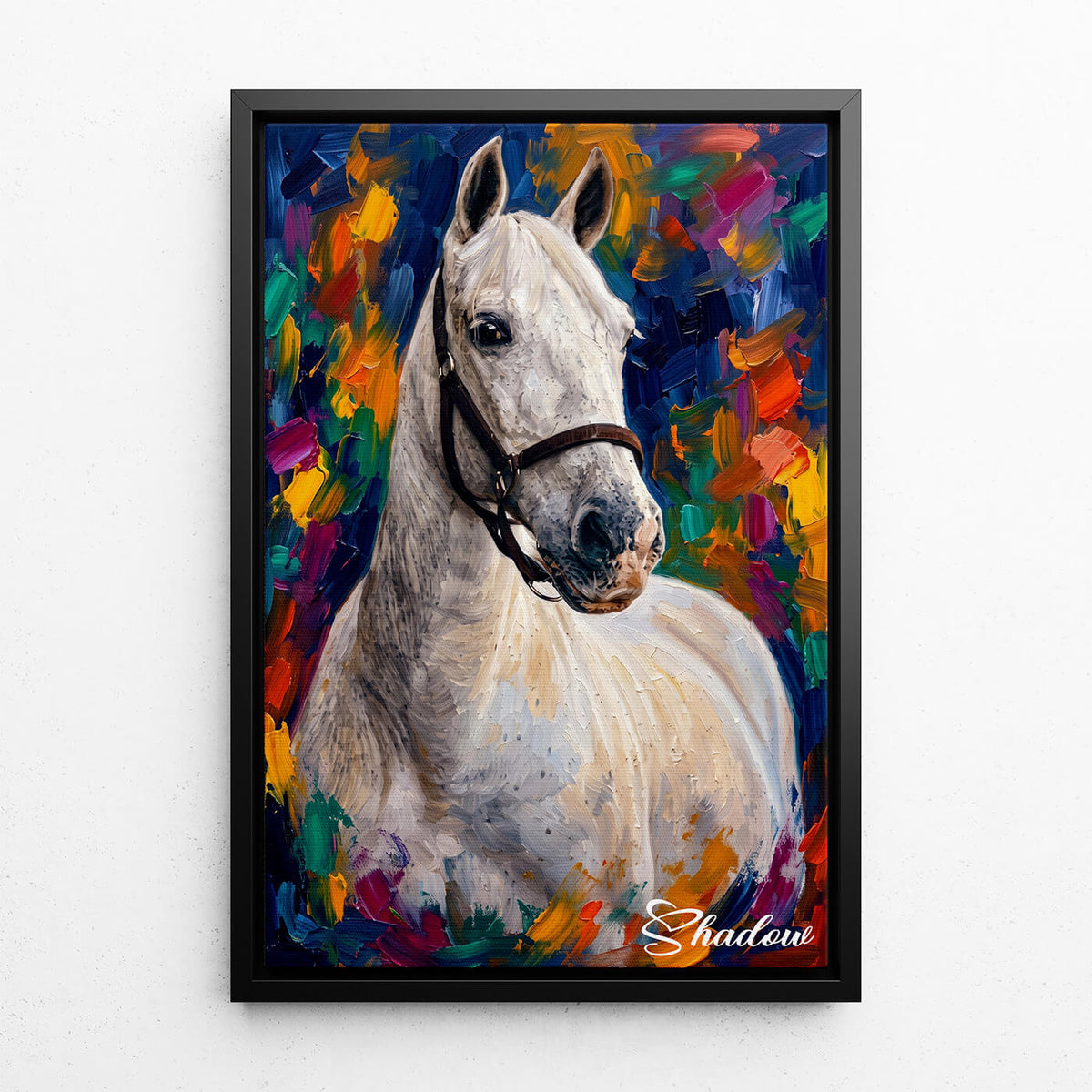 Horse Portrait in Pop Art Style from your photo - canvas with black frame