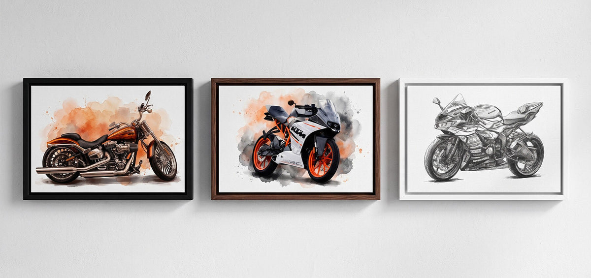 Motorbike portrait from your photo - examples on canvas, poster and framed