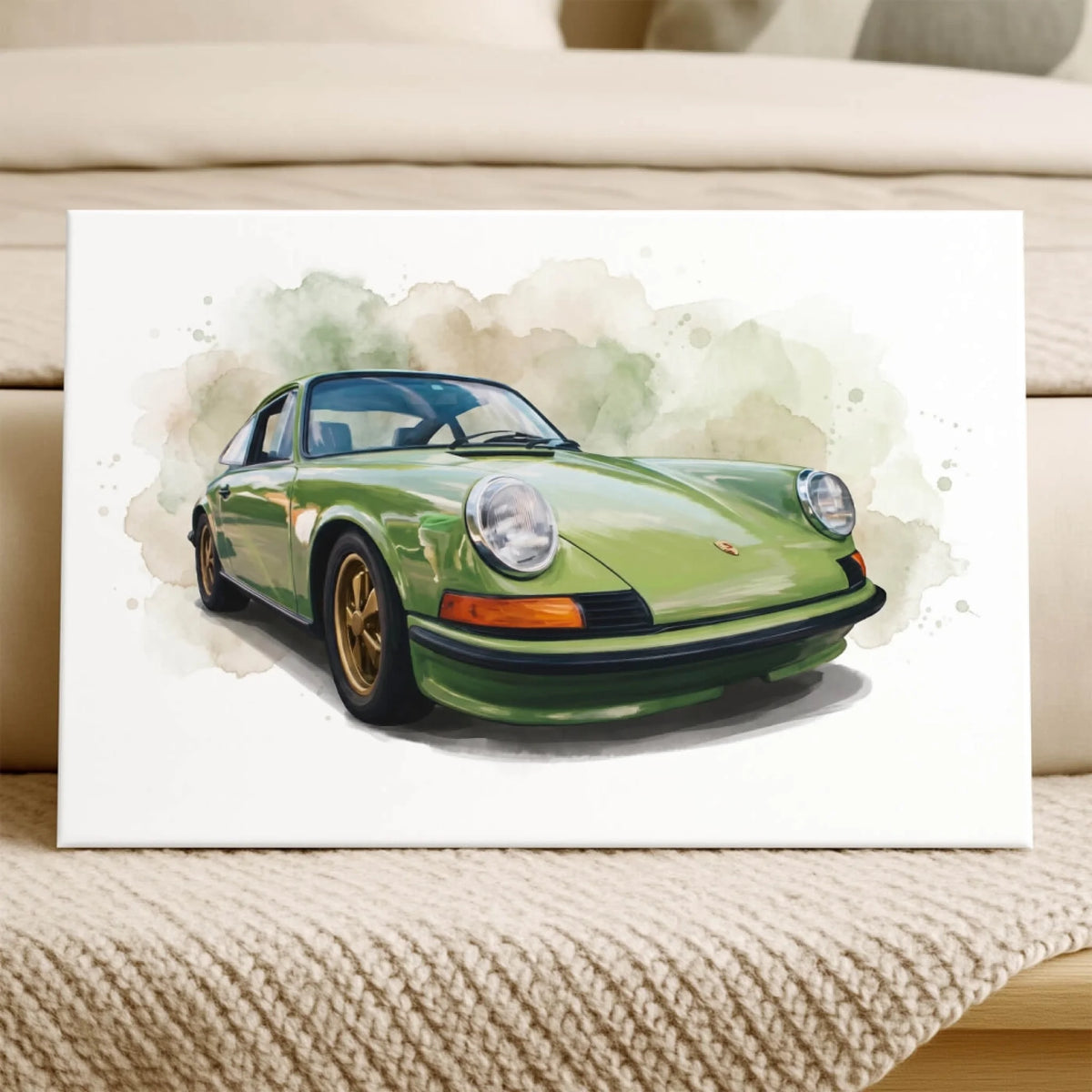Car portrait in watercolour style from your photo - canvas