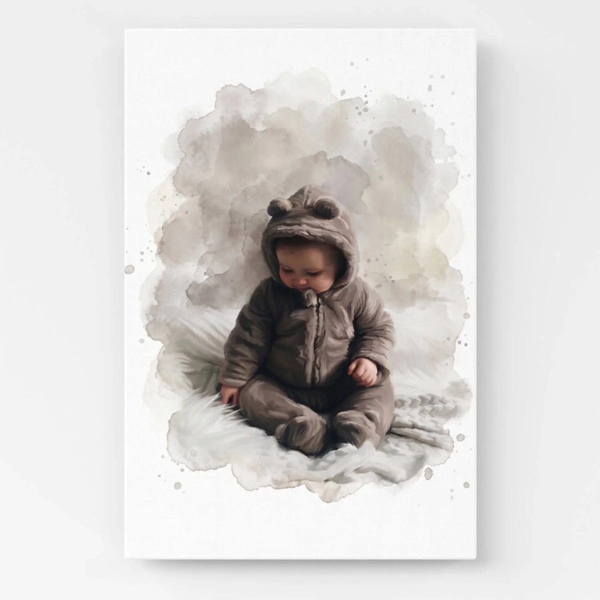 Baby Portrait in Watercolour Style from your photo - canvas