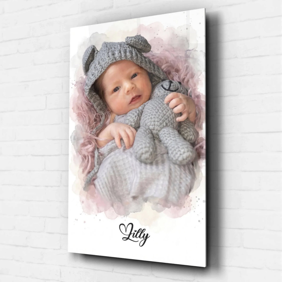 Baby Portrait in Watercolour Style from your photo - acrylic glass