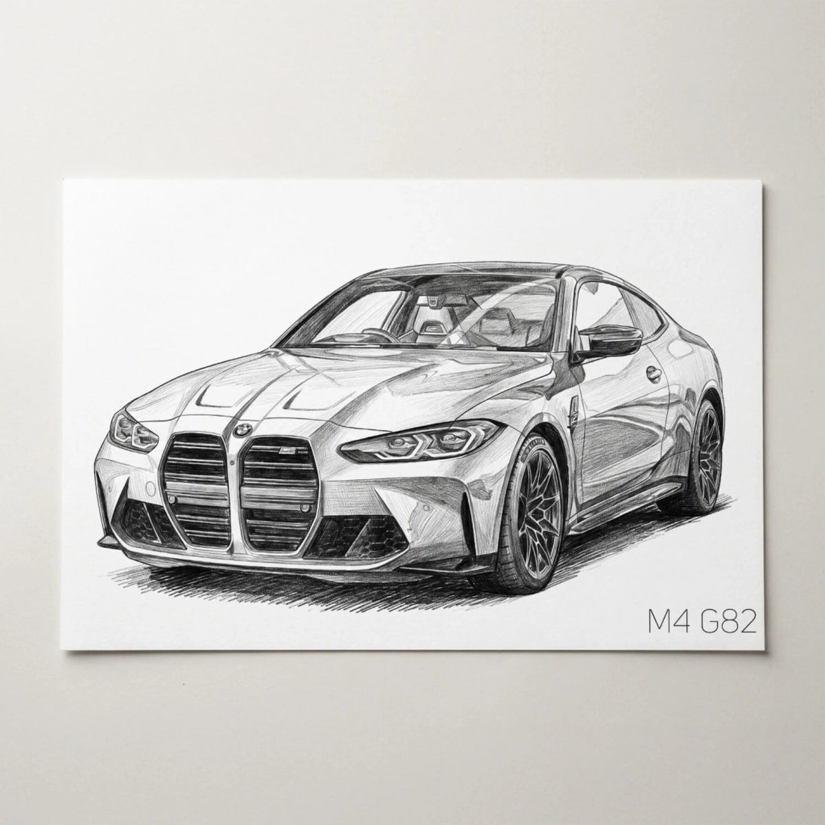 Car portrait in pencil style from your photo - poster