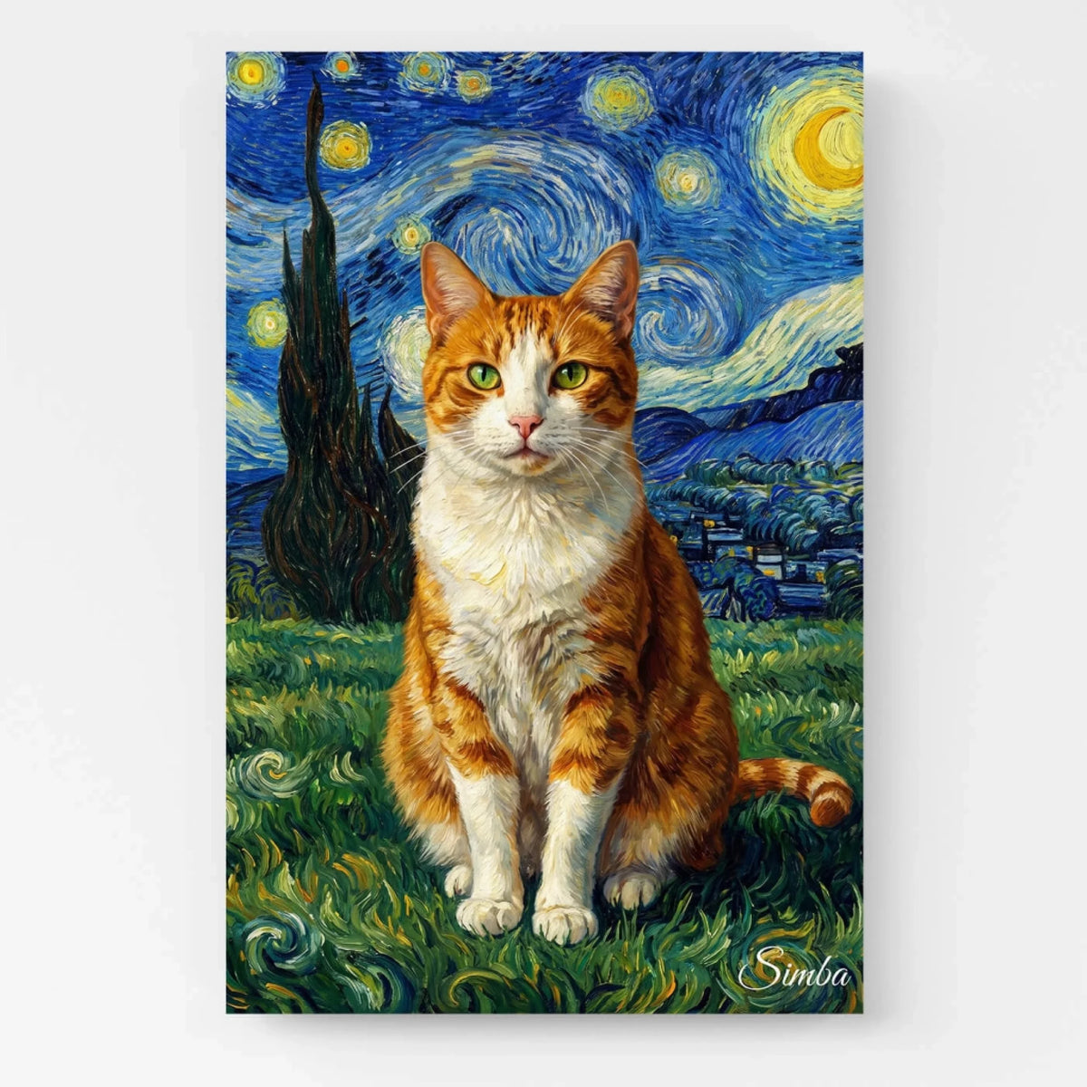 Cat portrait in Van Gogh style from your photo - canvas