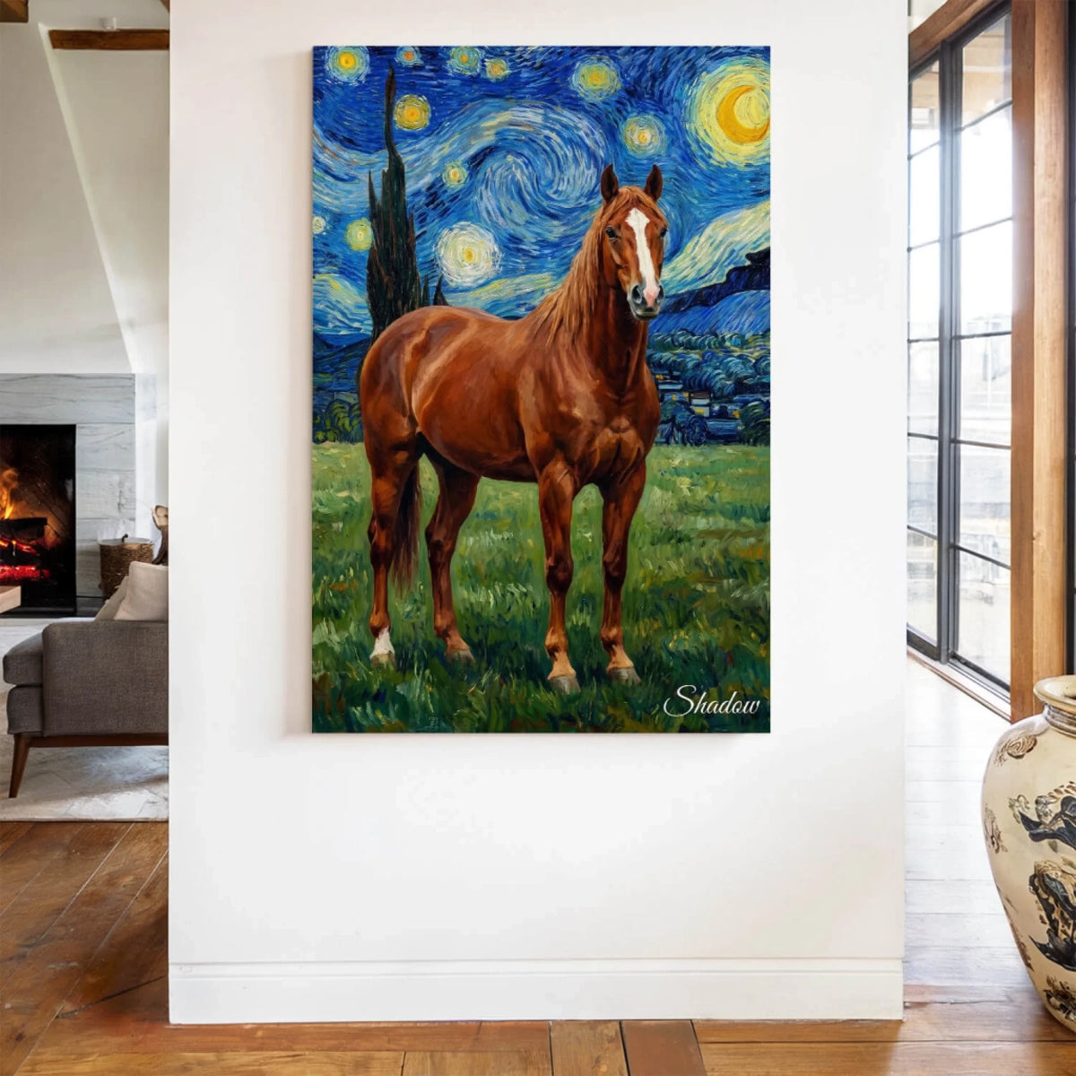 Horse portrait in Van Gogh style from your photo - canvas