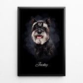 Horse portrait in dark watercolour style from your photo - canvas with black frame