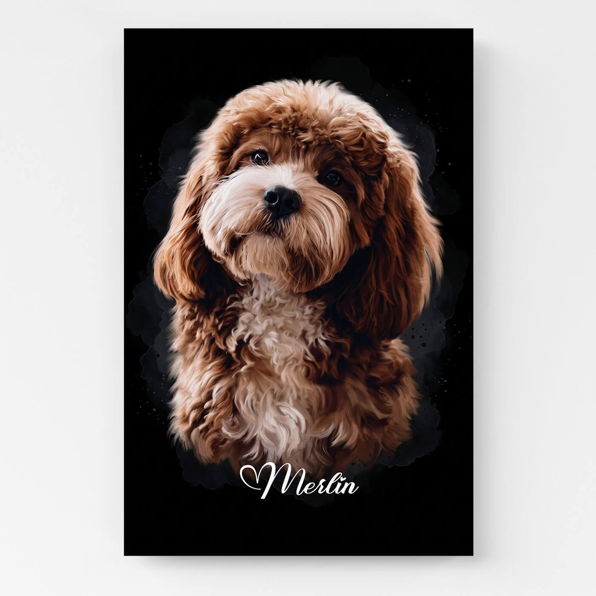 Dog Portrait in Watercolour Style - Black from your photo - canvas