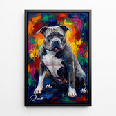Cat portrait in pop art style from your photo - canvas with black frame
