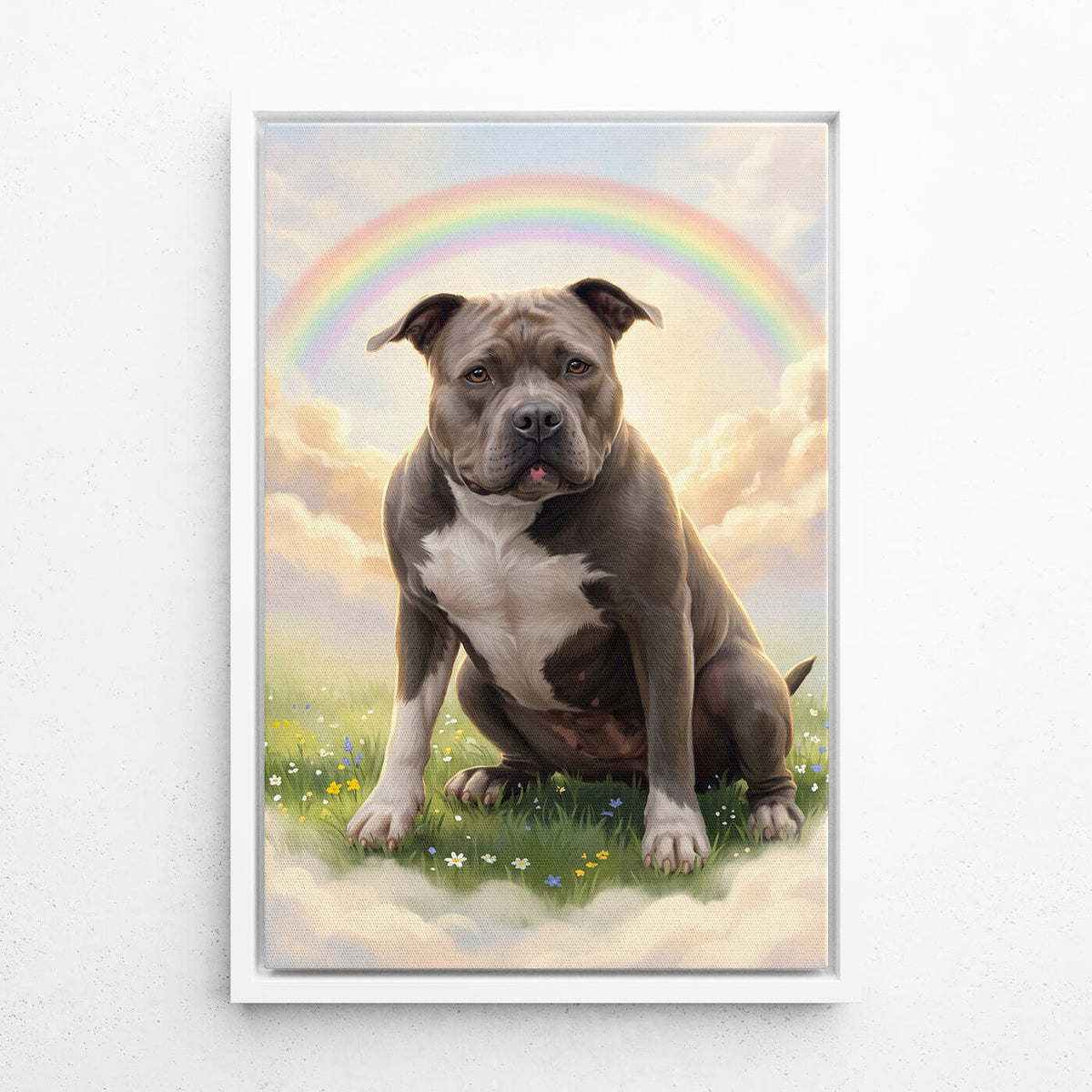 Dog Portrait at the Rainbow Bridge from your photo - canvas with white frame