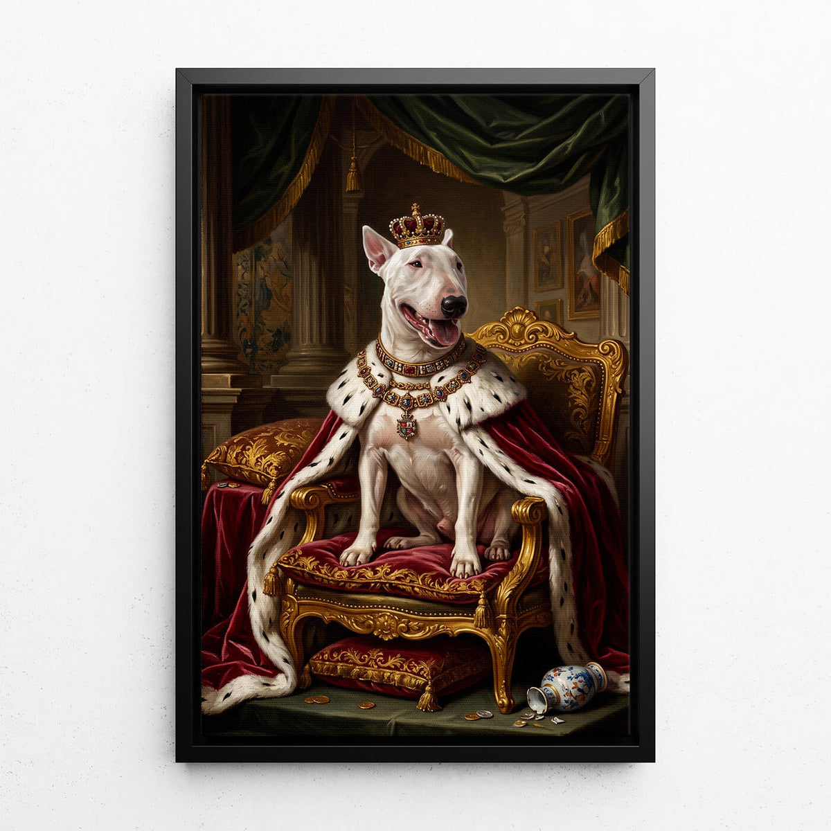 Dog Portrait in Renaissance Style from your photo - canvas with black frame