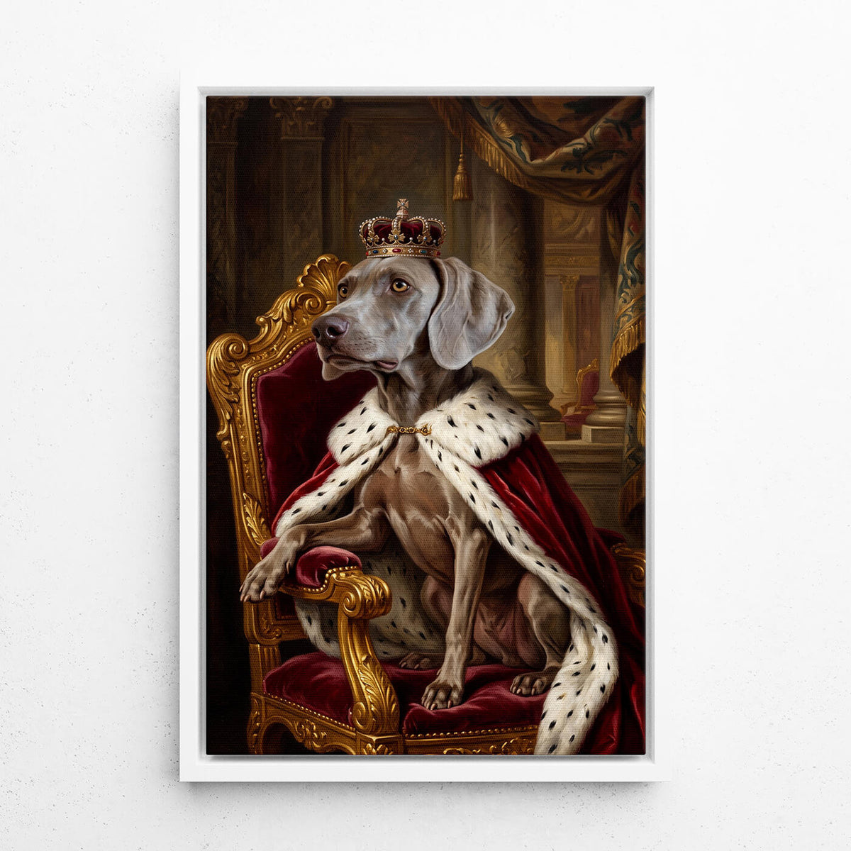 Dog Portrait in Renaissance Style from your photo - canvas with white frame
