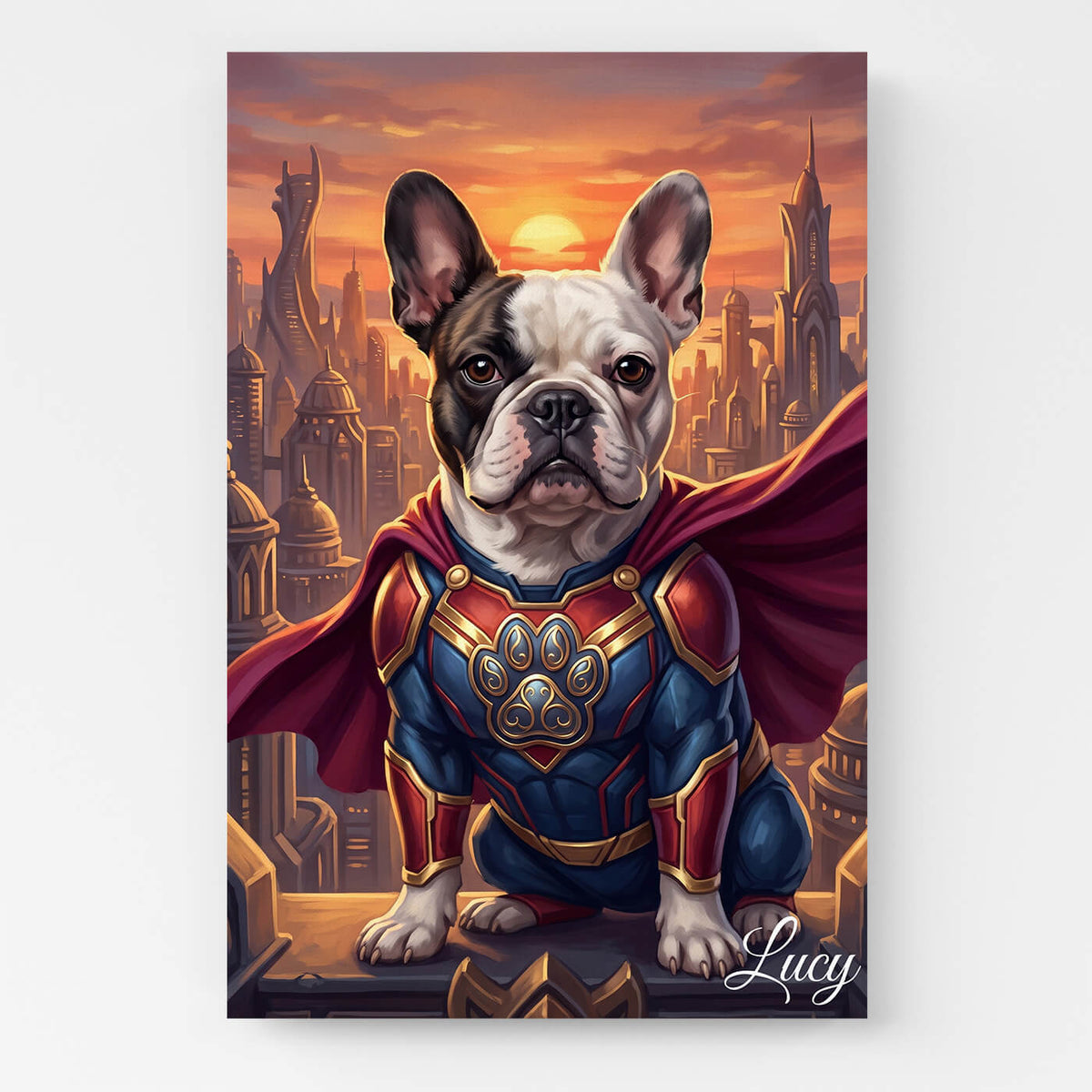 Personalised Superhero Dog Portrait from your photo - canvas