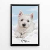 Horse portrait on clouds from your photo - canvas with black frame