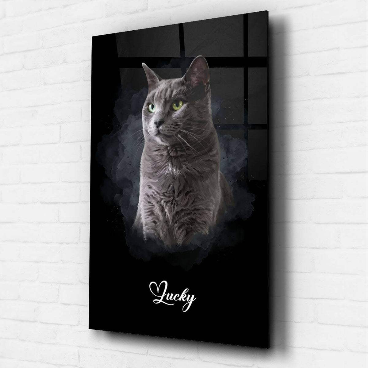 Cat Portrait in Watercolour Style - Black from your photo - acrylic glass
