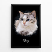 Horse portrait in dark watercolour style from your photo - canvas with black frame