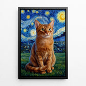 Dog portrait in Van Gogh style from your photo - canvas with black frame