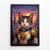 Dog portrait as a superhero from your photo - canvas with black frame