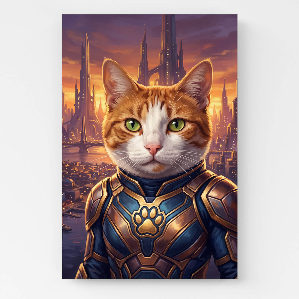 Personalised Superhero Cat Portrait from your photo - canvas