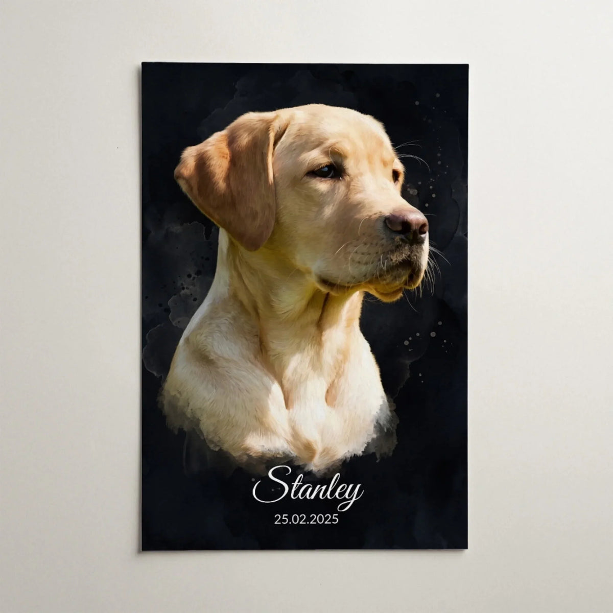 Dog Portrait in Watercolour Style - Black from your photo - poster
