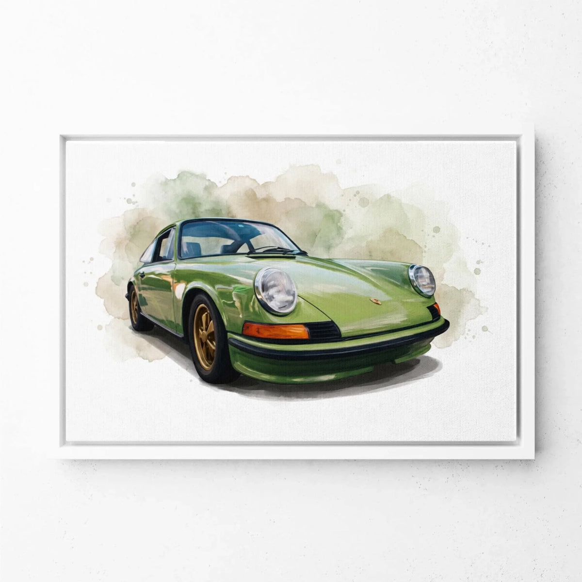 Car Portrait in Watercolour Style (Landscape) from your photo - canvas with white frame
