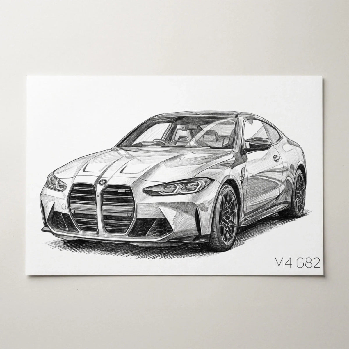 Car Portrait in Pencil Style (Landscape) from your photo - poster