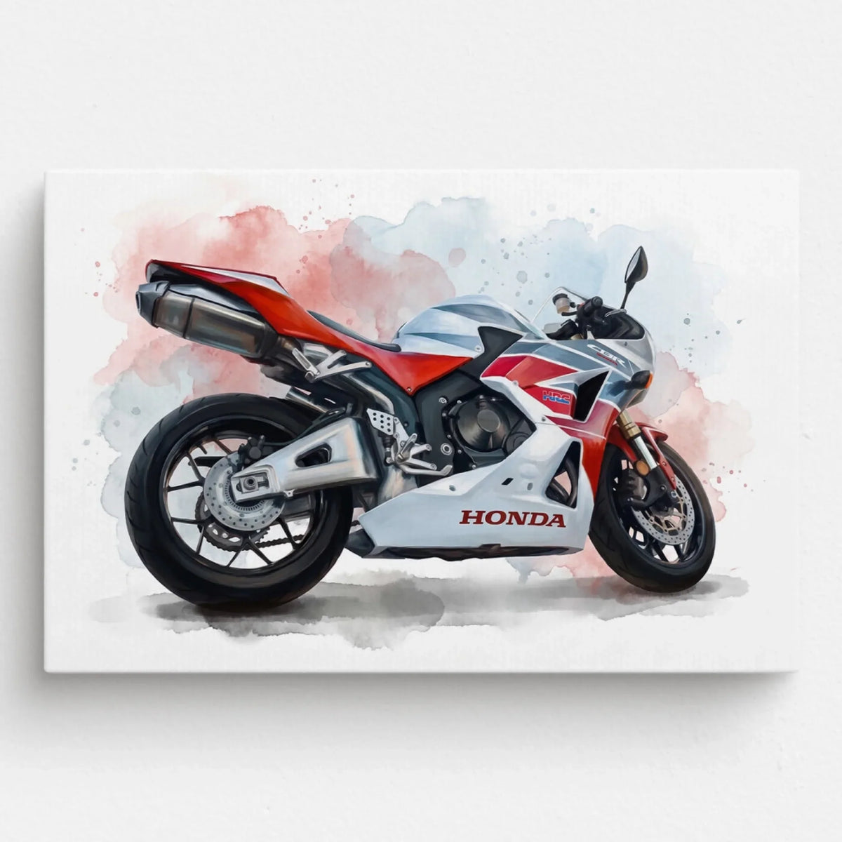 Motorbike Portrait in Watercolour Style (Landscape) from your photo - canvas