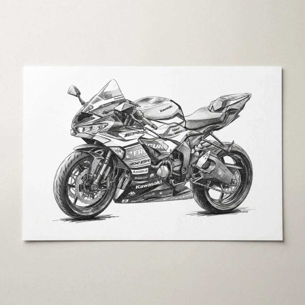 Motorbike Portrait in Pencil Style (Landscape) from your photo - poster