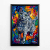 Cat portrait in pop art style from your photo - canvas with black frame