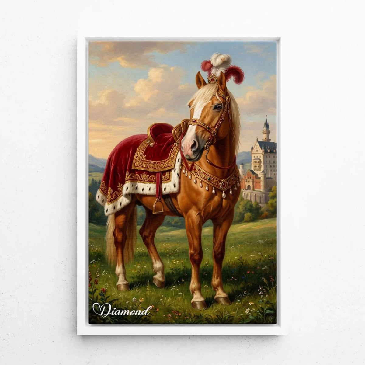 Horse Portrait in Renaissance Style from your photo - canvas with white frame