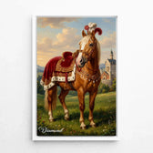Horse portrait in Renaissance style from your photo - canvas with white frame