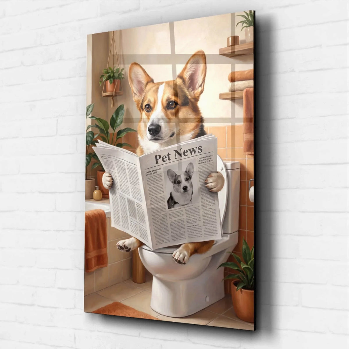 Personalised Funny Bathroom Dog Portrait from your photo - acrylic glass