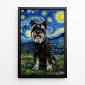 Dog portrait in Van Gogh style from your photo - canvas with black frame