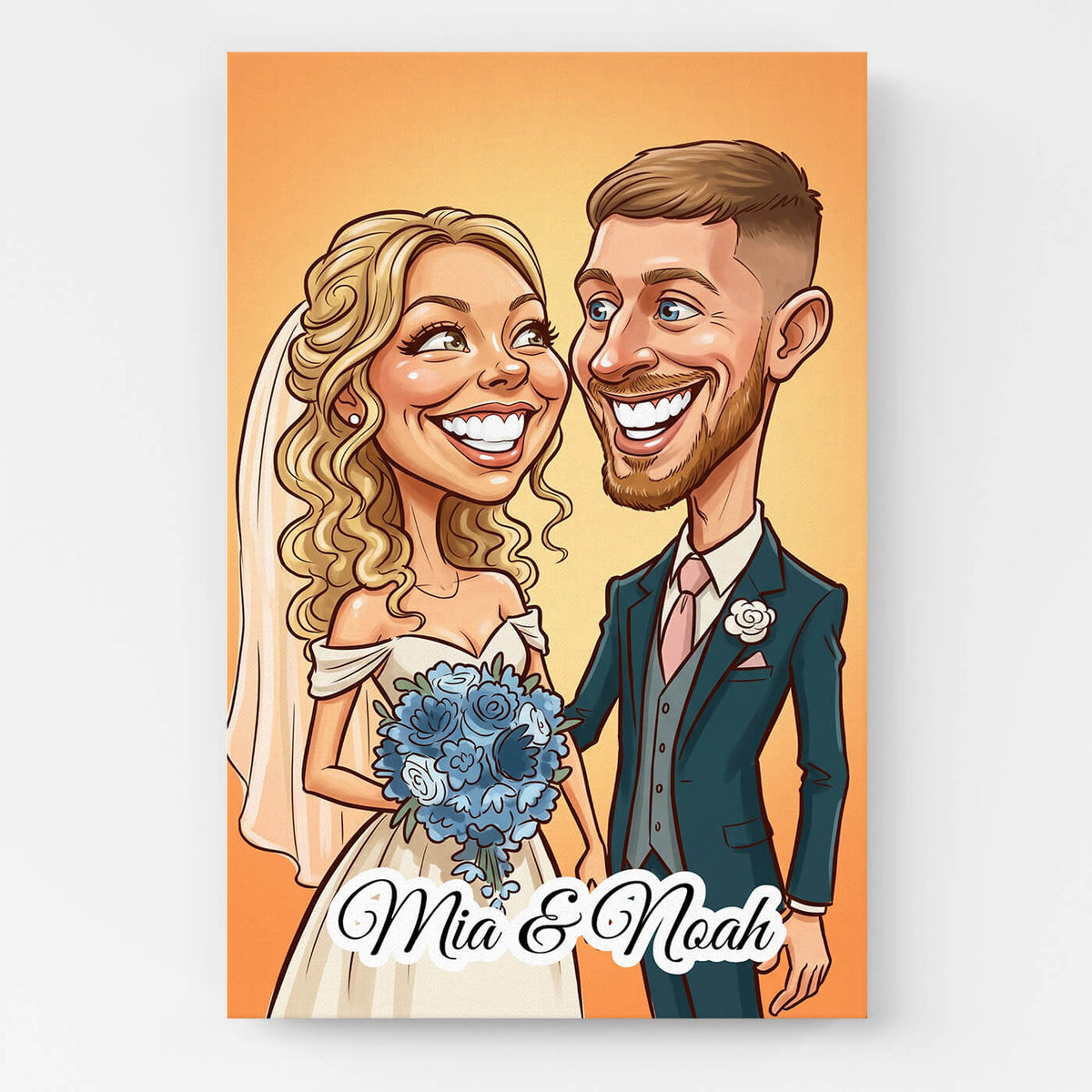 Couple & Family Portrait in Caricature Style from your photo - canvas