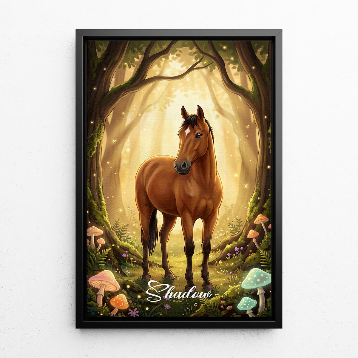 Horse Portrait in Fantasy / Cartoon Style from your photo - canvas with black frame