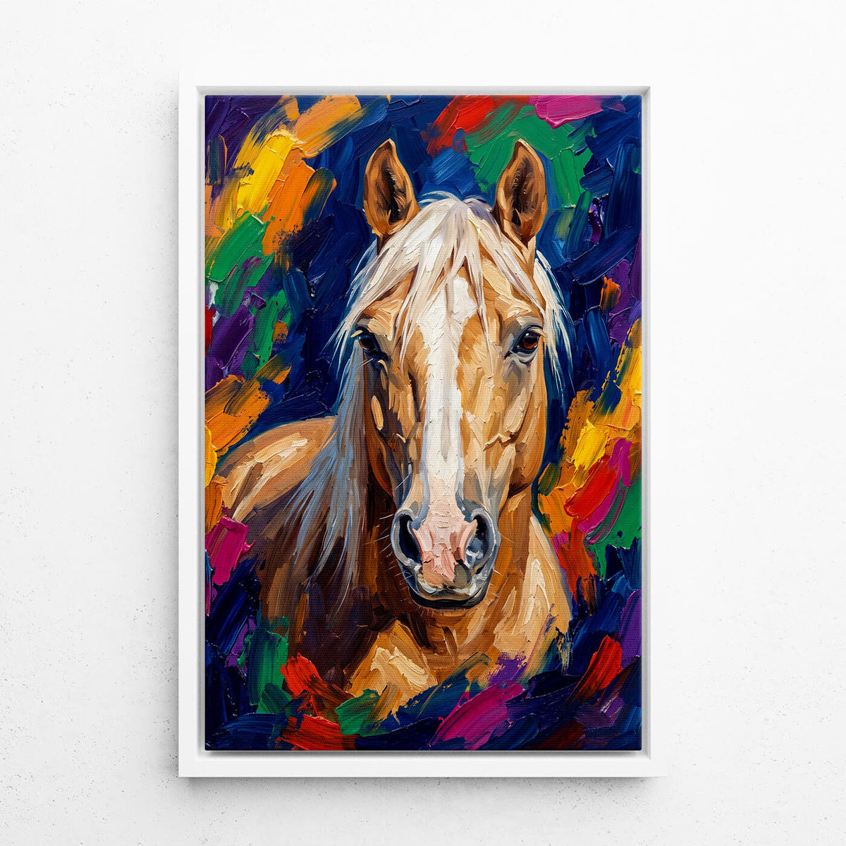 Horse Portrait in Pop Art Style from your photo - canvas with white frame