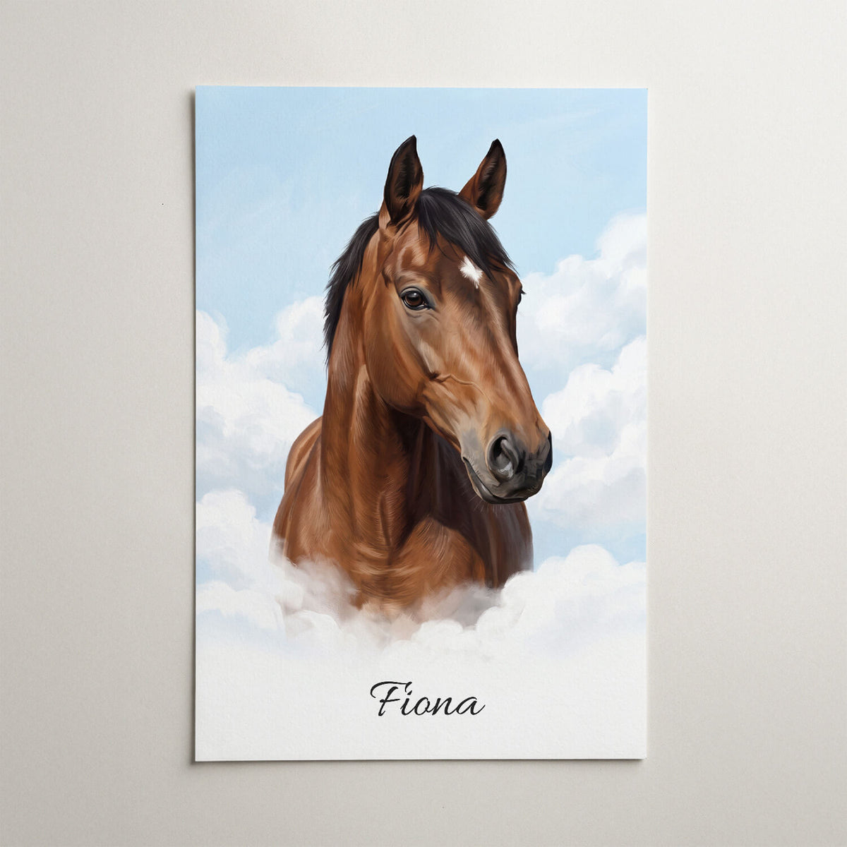 Personalised Horse Portrait on Clouds from your photo - poster