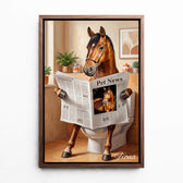 Cat portrait on the toilet from your photo - canvas with walnut frame
