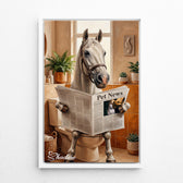 Cat portrait on the toilet from your photo - canvas with white frame