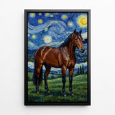 Dog portrait in Van Gogh style from your photo - canvas with black frame
