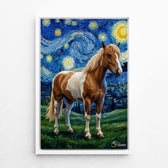 Cat portrait in Van Gogh style from your photo - canvas with white frame